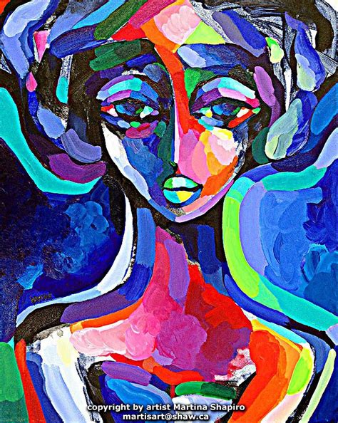 Woman In Blue abstract expressionist original painting women fine art by artist Martina Shapiro ...