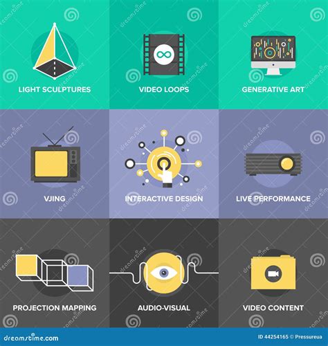 Audio And Visual Art Flat Design Icons Stock Illustration ...