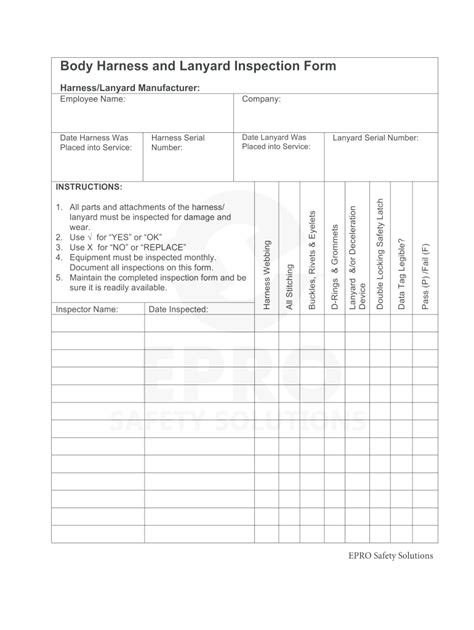 Harness Inspection Form Pdf Fill Online Printable Fillable Blank | The ...