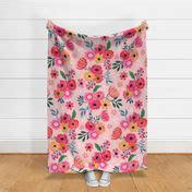 Pink Flowers Jumbo Fabric | Spoonflower