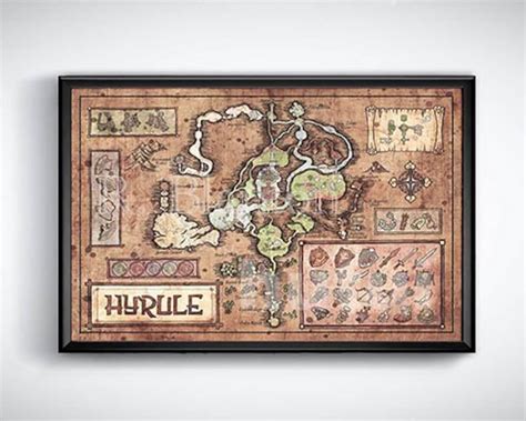 Map of Hyrule From Legend of Zelda, Twilight Princess English or Hylian, Zelda Map, Hyrule Map ...