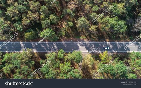 Aerial Top View Road Forest Transportation Stock Photo 1323881930 ...