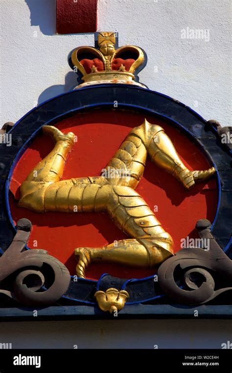 Isle of Man Triskelion on Buillding, Isle of Man Stock Photo - Alamy