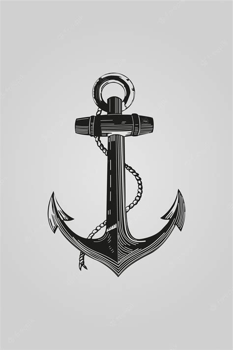 Premium Vector | Vector drawing anchor with chain realistic style