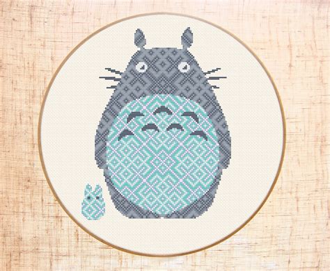 Totoro cross stitch pattern Modern cross stitch Geometric em - Inspire Uplift