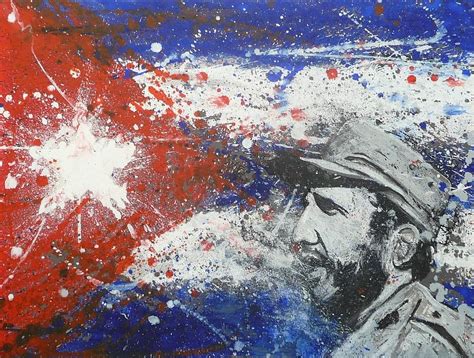 Fidel Castro Cuban Flag Painting by William McCann