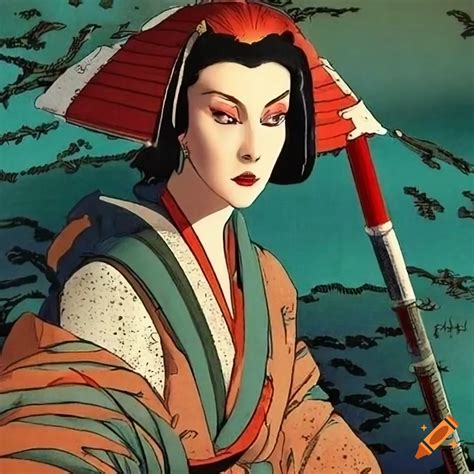 Vivien leigh as a samurai in ukiyo-e style illustration on Craiyon