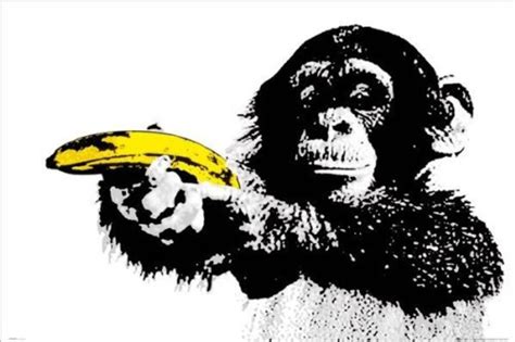 Monkey Holding Banana Just Shoot Me Banana Gun Graffiti Street Art ...