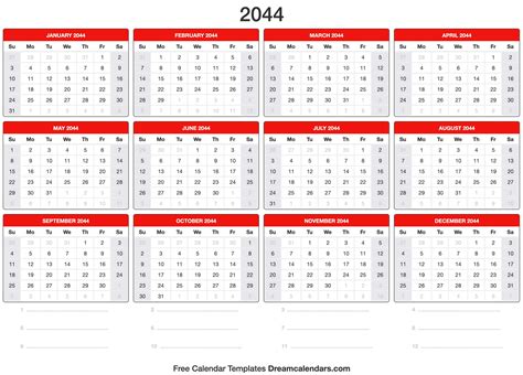 2044 Calendar