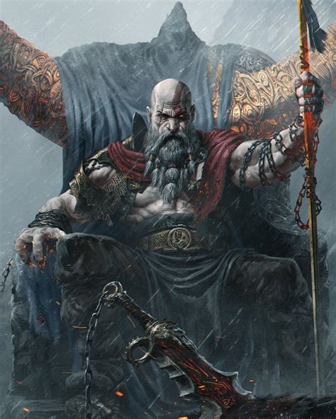 God of War Fanart Exhibits the Mighty Kratos Upon His Throne | Kratos ...