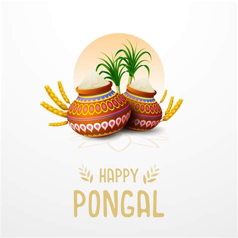 Happy Pongal greeting card on white background 12027717 Vector Art at ...