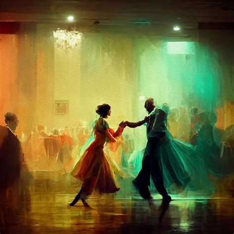 Premium Photo | A lady dancing with ghost in ballroom digital art