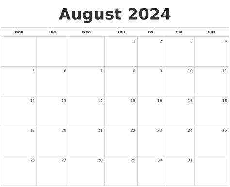 august 2024 calendar of the month free printable august calendar of - august 2023 printable ...