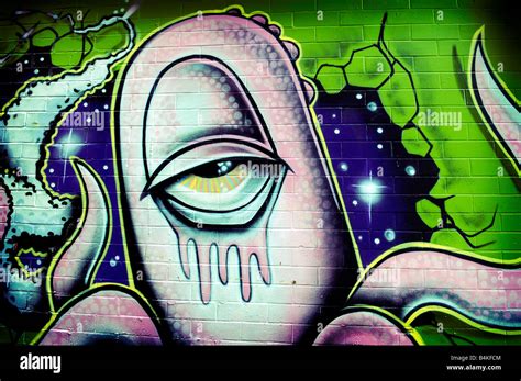 alien octopus eye graffiti art edge street northern quarter Stock Photo ...