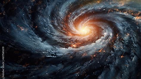 Black spiral galaxy showing hyper-realistic HD, Background Stock Illustration | Adobe Stock