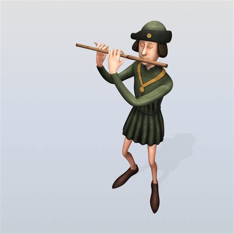 medieval musician playing flute 3d 3ds