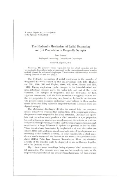 (PDF) The hydraulic mechanism of labial extension and jet propulsion in dragonfly nymphs