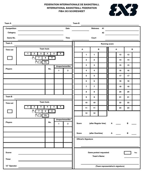 FIBA-3x3-Scoresheet | Sports | Team Sports