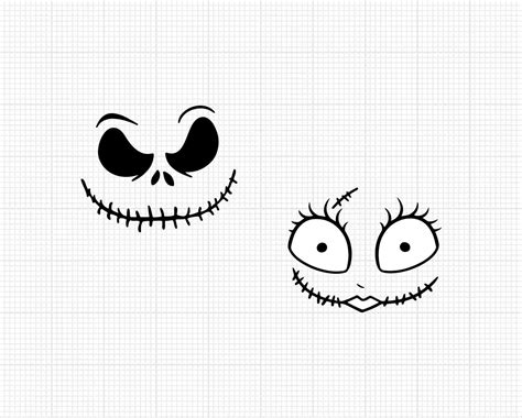 Halloween Jack and Sally Face Svg and Png Formats Cut - Etsy