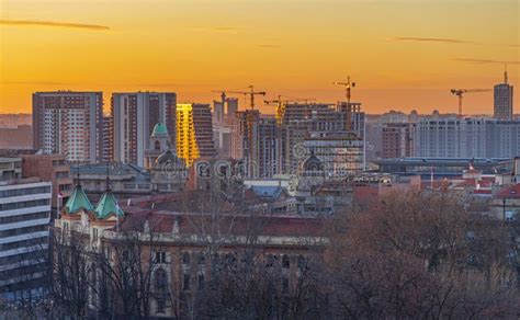 Belgrade Skyline Dusk stock image. Image of serbia, late - 242103899