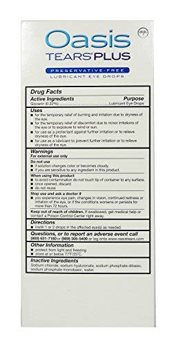 Oasis TEARS PLUS Lubricant Eye Drops Relief For Dry Eyes, One 30 Count ...