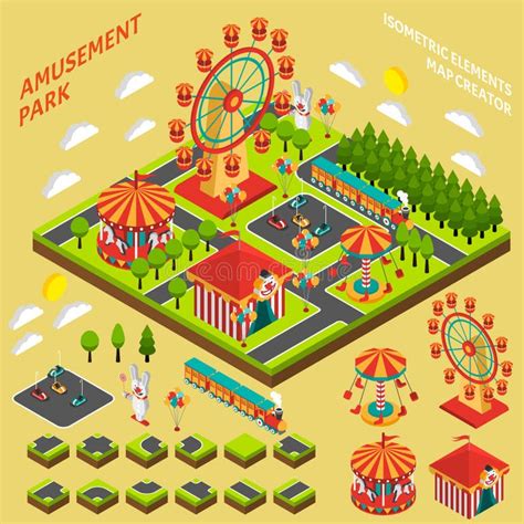 Amusement Park Map Scheme Elements Attractions Vector - vrogue.co