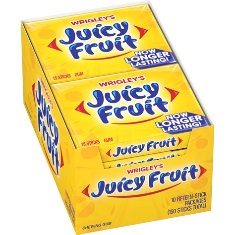 Juicy Fruit Original Bubble Gum, Bulk Chewing Gum, 15 pc, 10 ct ...