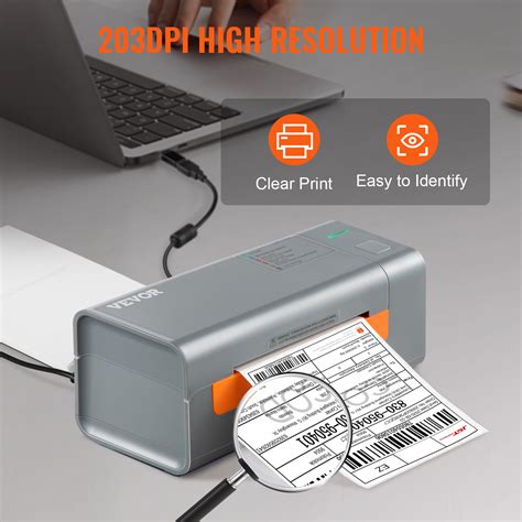 VEVOR Thermal Label Printer, 203DPI 60pcs/min for 4x6 Mailing Packages, USB Connection ...