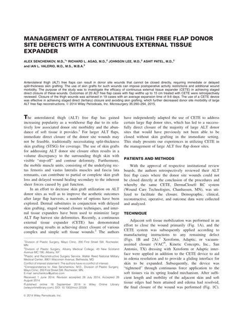 (PDF) Management of anterolateral thigh free Flap donor site defects with a continuous external ...