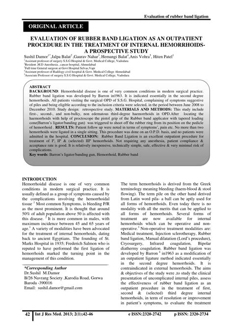 (PDF) Evaluation of rubber band ligation EVALUATION OF RUBBER BAND LIGATION AS AN OUTPATIENT ...