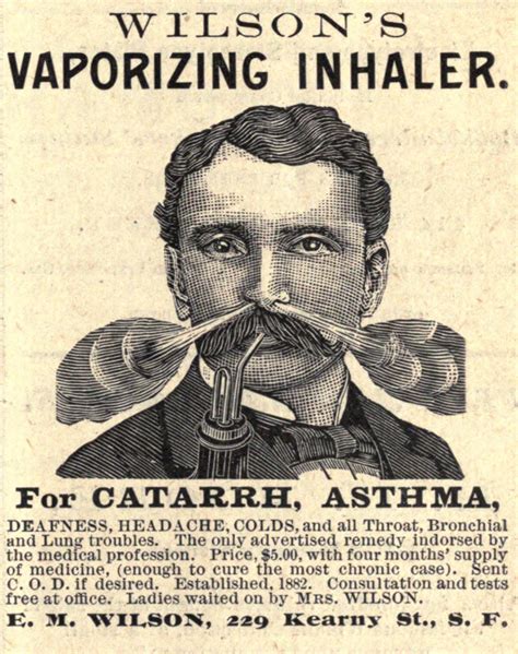 Vintage Ephemera: Engraved advertisement, Wilson's Vaporizing Inhaler, 1883