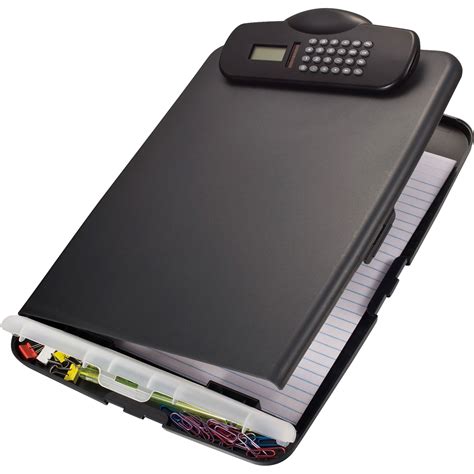 OIC, OIC83306, Slim Clipboard Storage Box with Calculator, 1 Each, Charcoal - Walmart.com