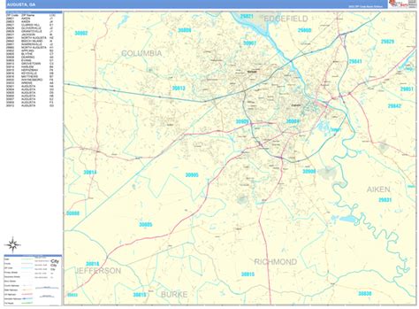 Augusta, GA Zip Code Map Premium MarketMAPS, 43% OFF