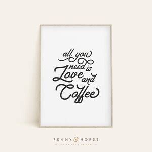 Love & Coffee Art Print, Printable Digital Art, Kitchen Wall Decor ...