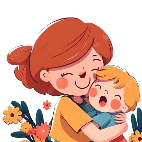 Mothers Day Mother And Daughter Hugging Cartoon, Mother Clipart ...