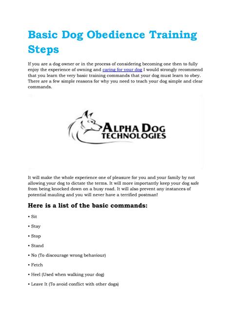 Basic dog obedience training steps by Rafael Vester - Issuu