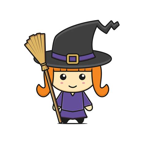 cute witch mascot character halloween theme 2084262 Vector Art at Vecteezy