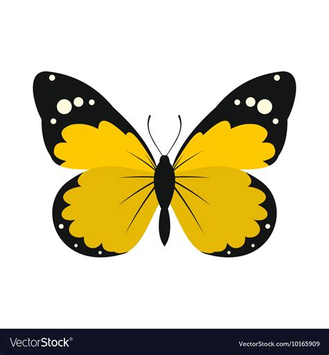 Yellow butterfly icon flat style Royalty Free Vector Image