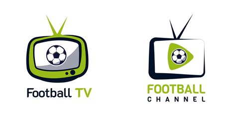 Football Soccer TV Channel Logo. With television, play, and ball symbol ...