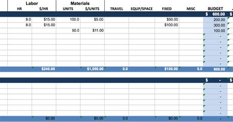 Project Budgeting Excel Template - Software engineering