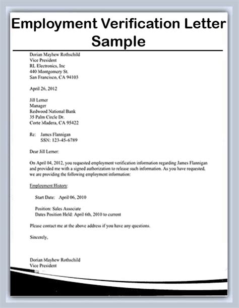 Employment Verification Letter - Free Printable Documents