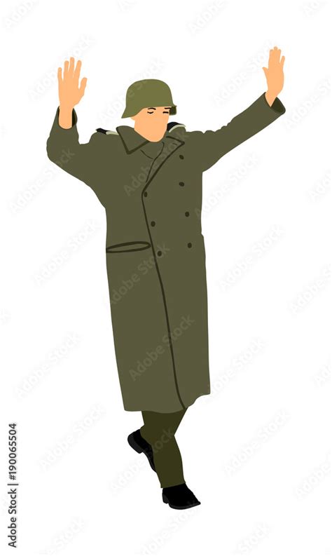 WW2 Germany soldier surrendering vector illustration isolated on white ...