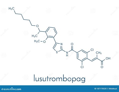 Lusutrombopag Drug Molecule Thrombopoietin Receptor Agonist. Skeletal Formula. Stock Vector ...