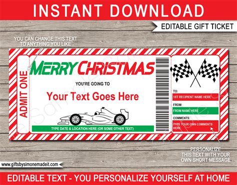 Printable Race Car Ticket