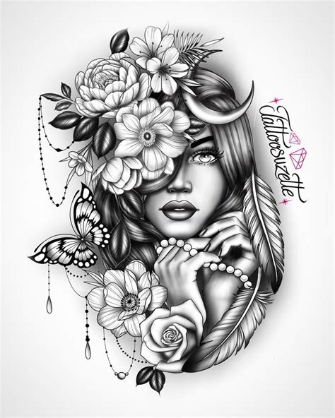 Tattoo Femeninos, Skull Girl Tattoo, Girl Face Tattoo, Face Tattoos For Women, Thigh Tattoos ...