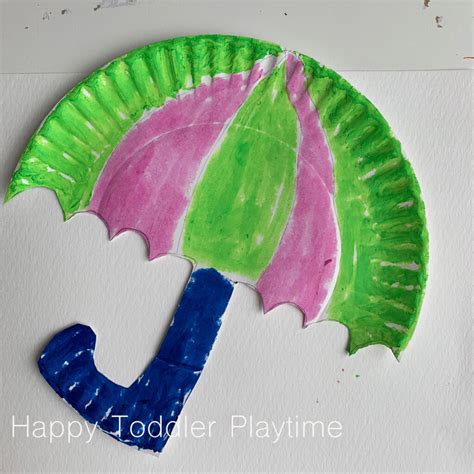 Paper Plate Umbrella Craft - Happy Toddler Playtime