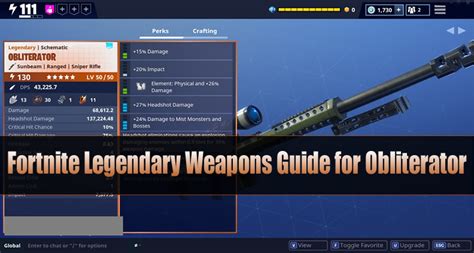 Fortnite Legendary Weapons Guide for Obliterator - u4gm.com