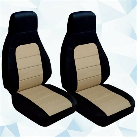 Front set car seat covers fits MAZDA MIATA 1990-2012 black and sand - Seat Covers