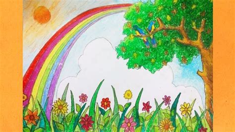 Rainbow Scenery Drawing With Oil Pastels - img-ultra