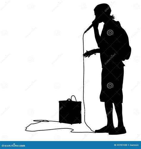 Silhouette Of The Guy Beatbox With A Microphone. Stock Vector - Image: 43707438